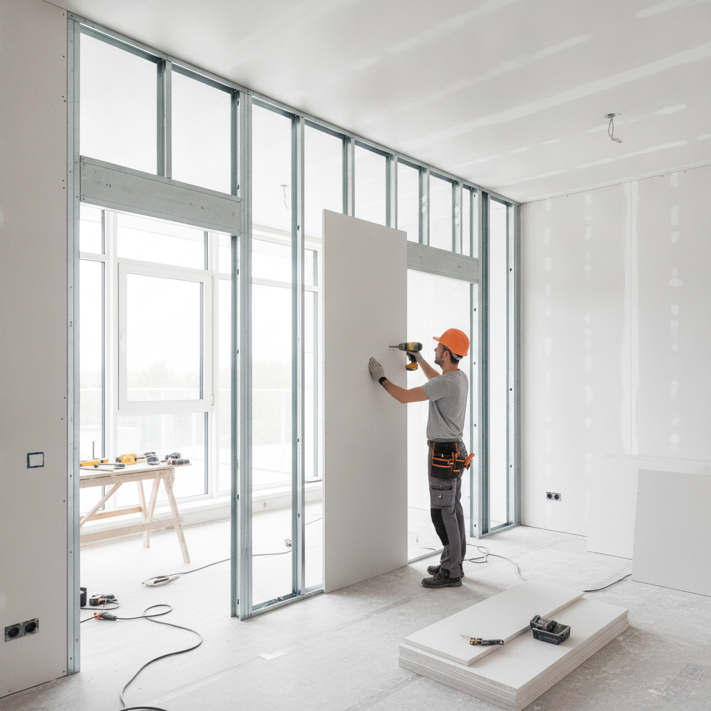 Trockenbauwand Montage im Innenausbau